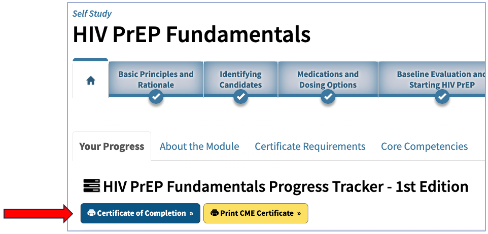 Certificate of completion button