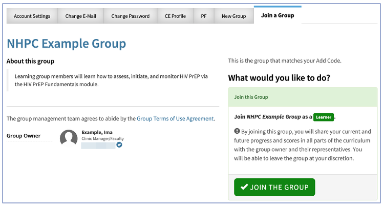 Join a group interface